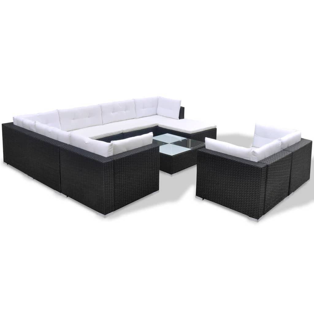 Vidaxl - Salon de jardin 10 pcs avec coussins Résine tressée Noir vidaXL 41876 - Image 9