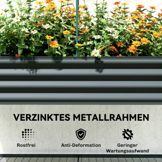 Potager sur pied avec serre acier galvanisé gris 120 x 55 x 140 cm - PANGIVO - Image 10