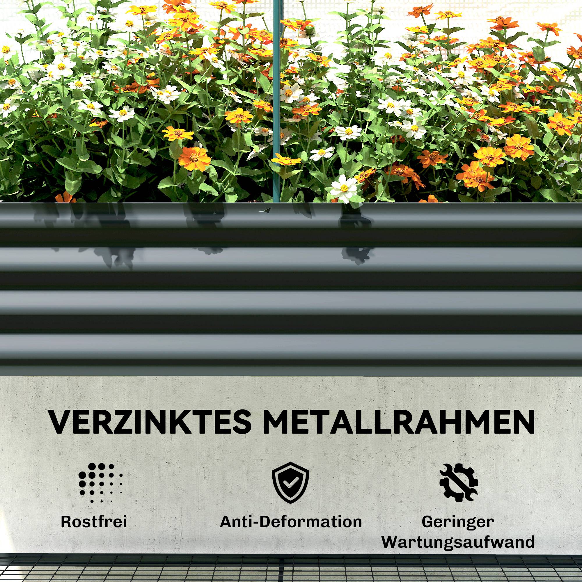 Potager sur pied avec serre acier galvanisé gris 120 x 55 x 140 cm - PANGIVO - Image 10