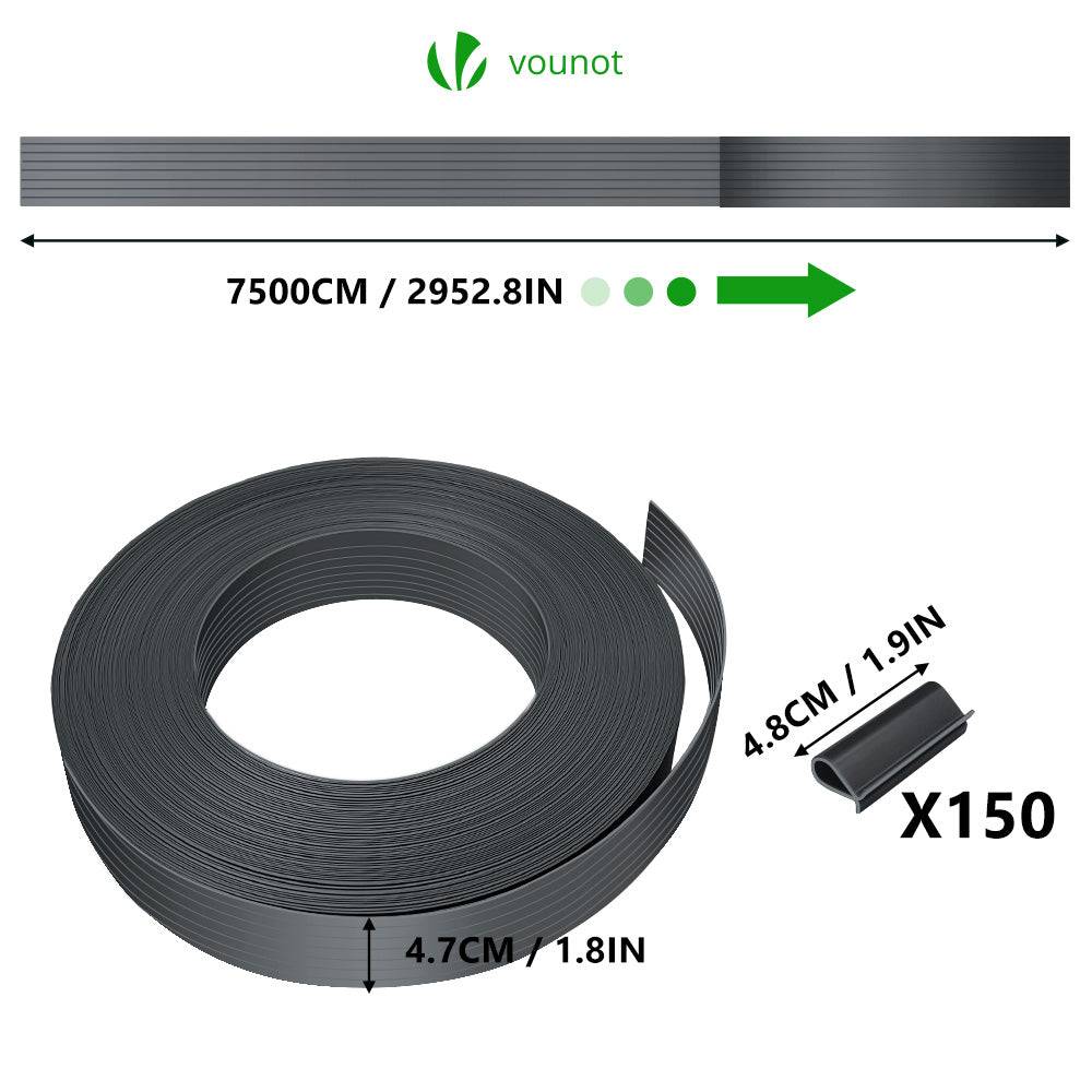 Kit de lamelles occultantes PVC brise vue 75m x 4.7cm avec 150 clips Gris - Image 4