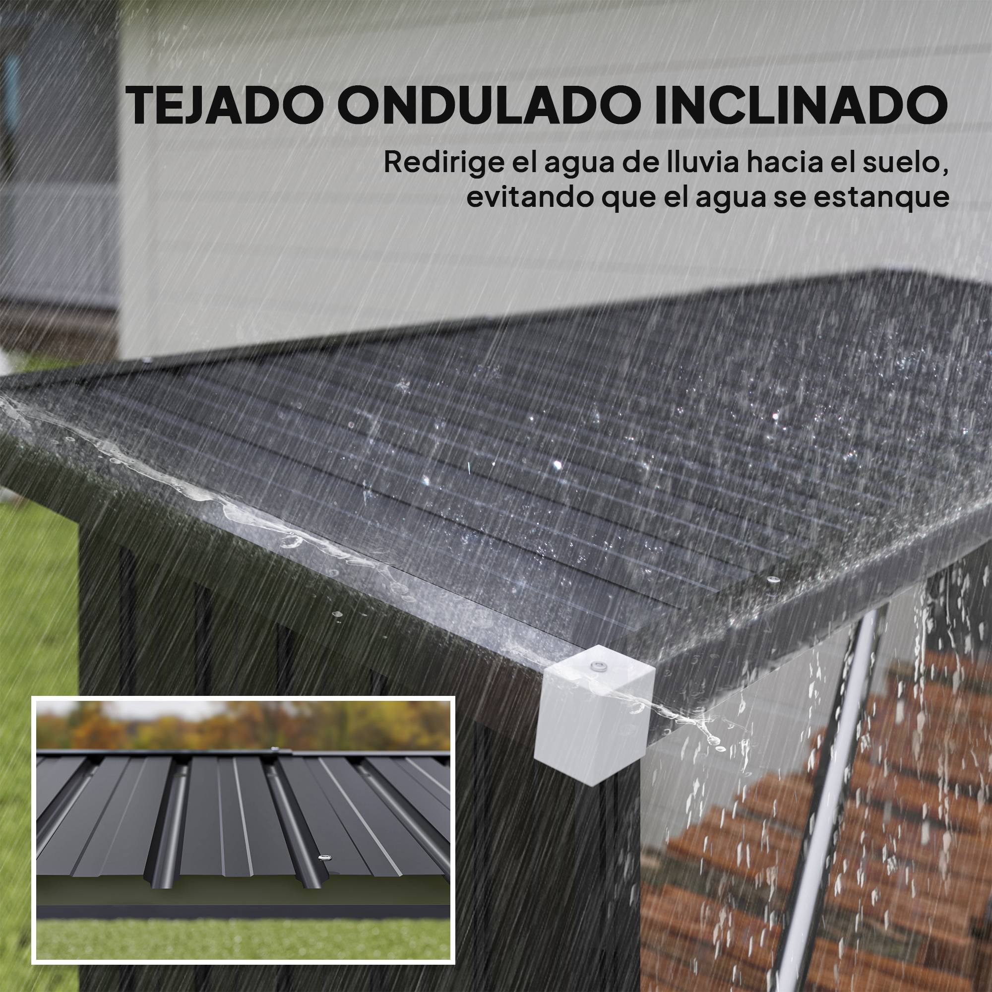 Abri bûches acier galvanisé extérieur stockage bois toit incliné 213x66x150cm gris foncé - ComfortXL Outdoor Living - Image 8