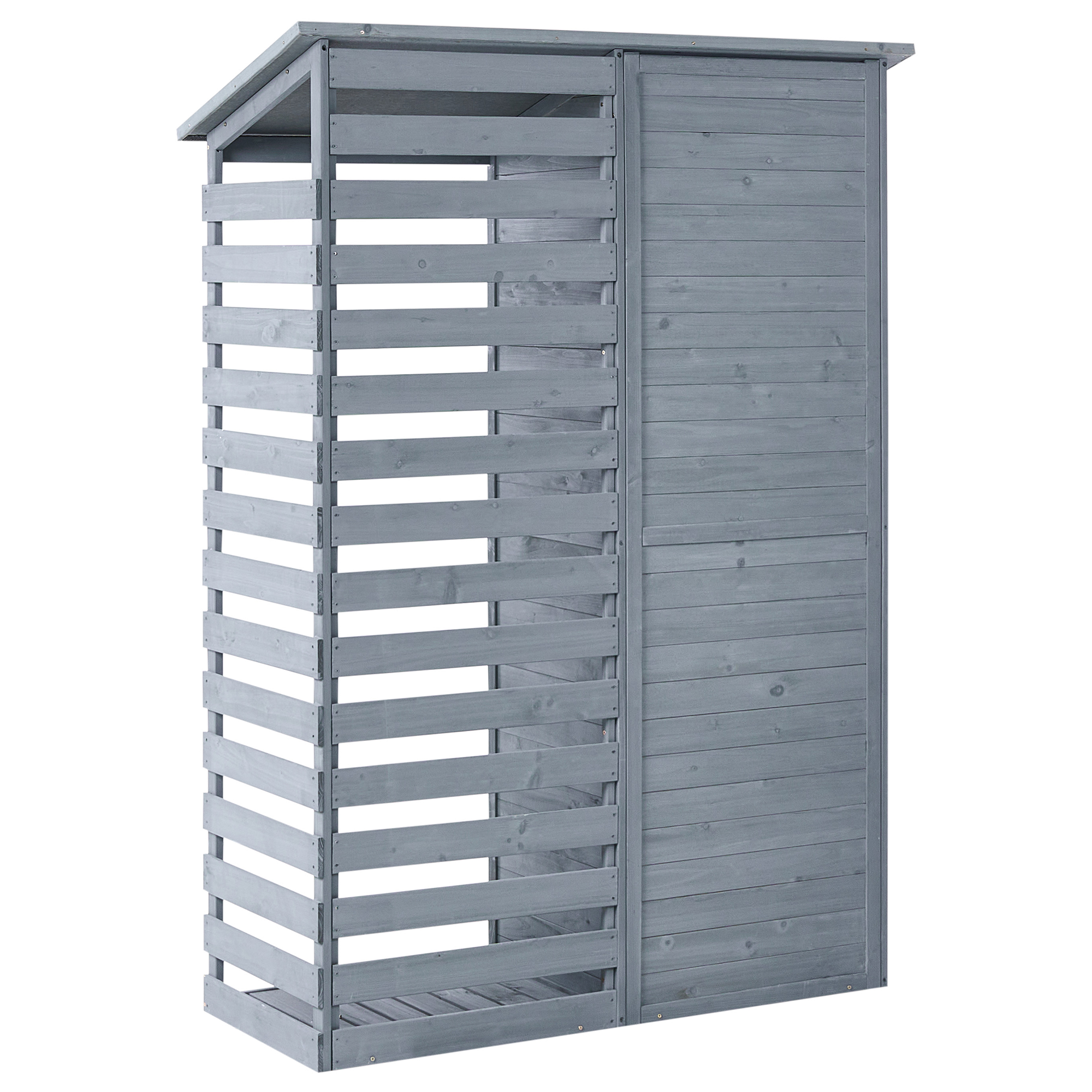 Abri de Jardin Gris en Bois de Sapin avec Toit en Asphalte avec Étagères et Portes à Loquet - Image 6