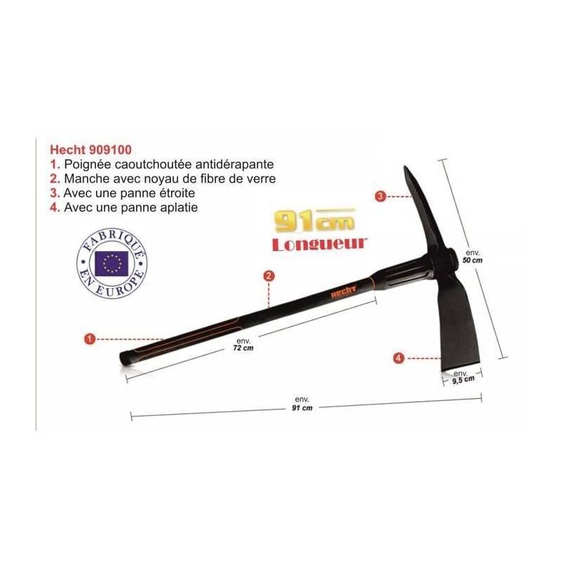 Hecht Pioche jardin et terrassier 91 cm manche avec noyau de fibre de verre - Image 2
