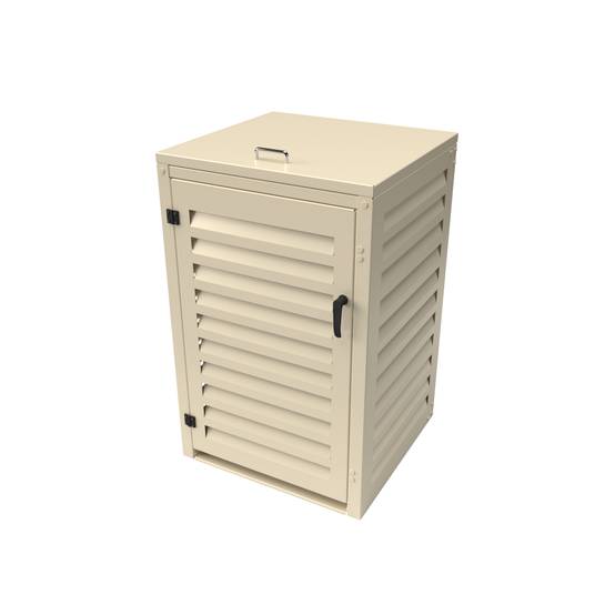 Cache Poubelle Extérieur Simple en Aluminium thermolaqué - Abri pour 1 conteneur 240 Litres – Crème RAL 1015 - Image 1