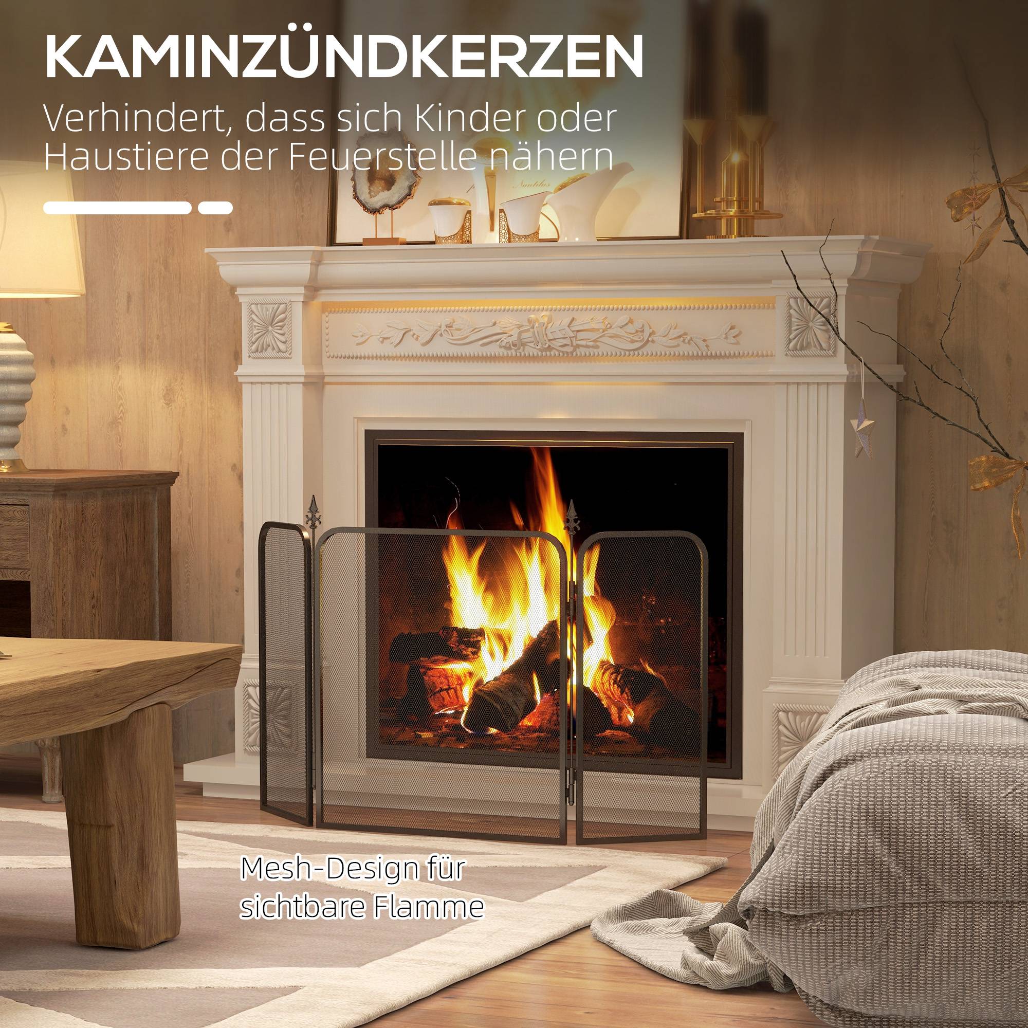 ComfortXL - Pare-feu de cheminée pliable 3 panneaux en métal design flèche pour salon Noir – ComfortXL Outdoor Living - Image 4