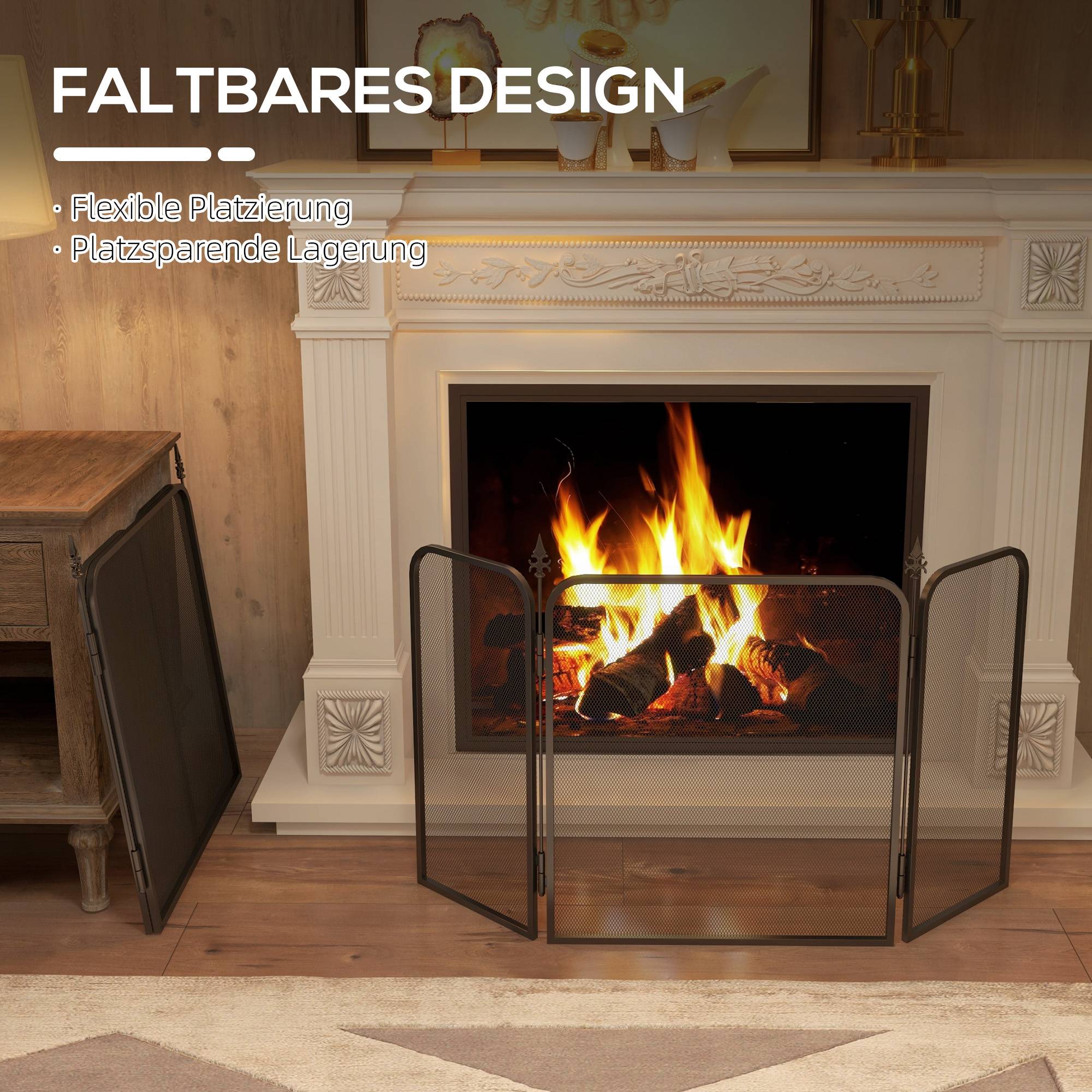 ComfortXL - Pare-feu de cheminée pliable 3 panneaux en métal design flèche pour salon Noir – ComfortXL Outdoor Living - Image 5