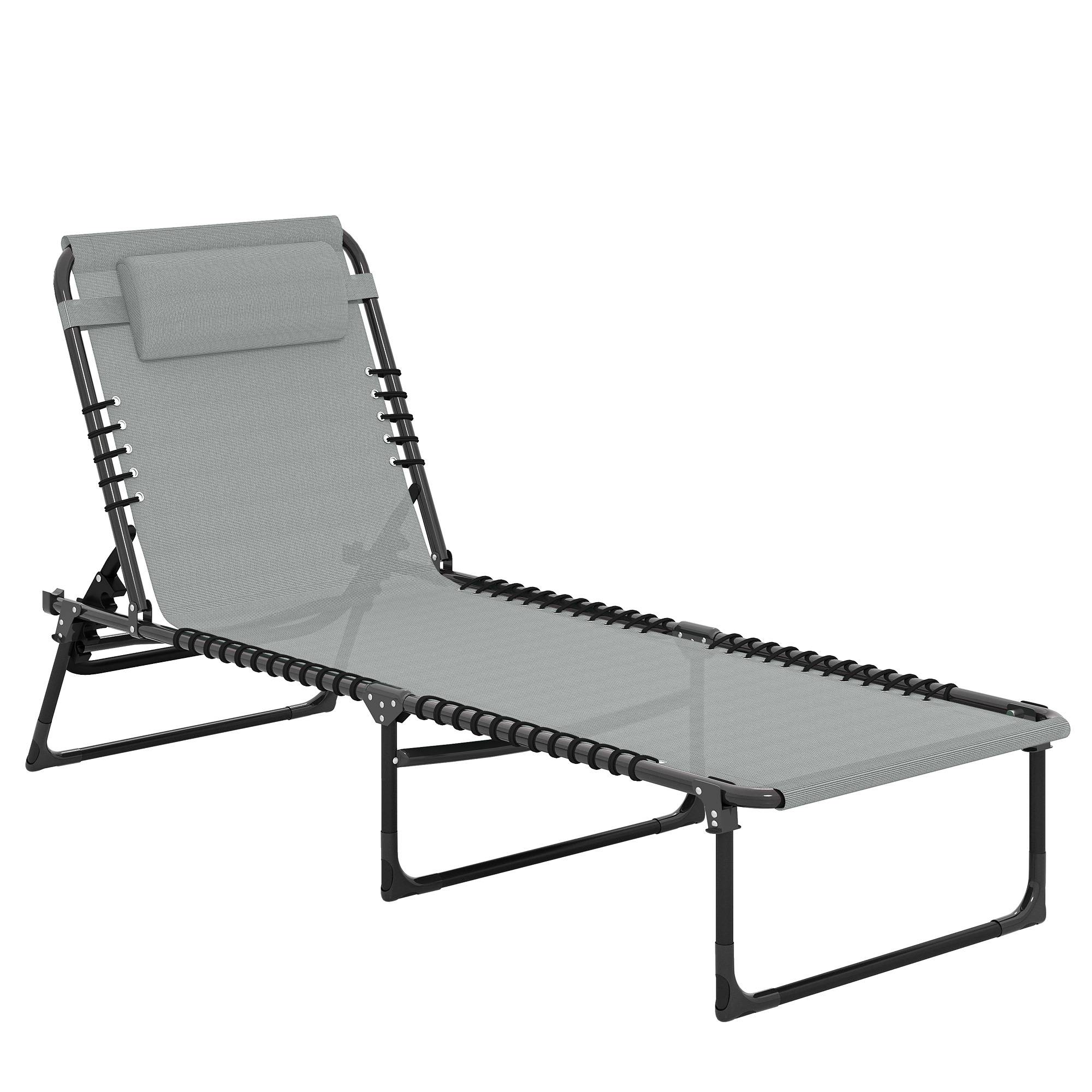 Outsunny - Bain de soleil pliable - Acier - 189x58x30cm - Gris - Outsunny - Image 1