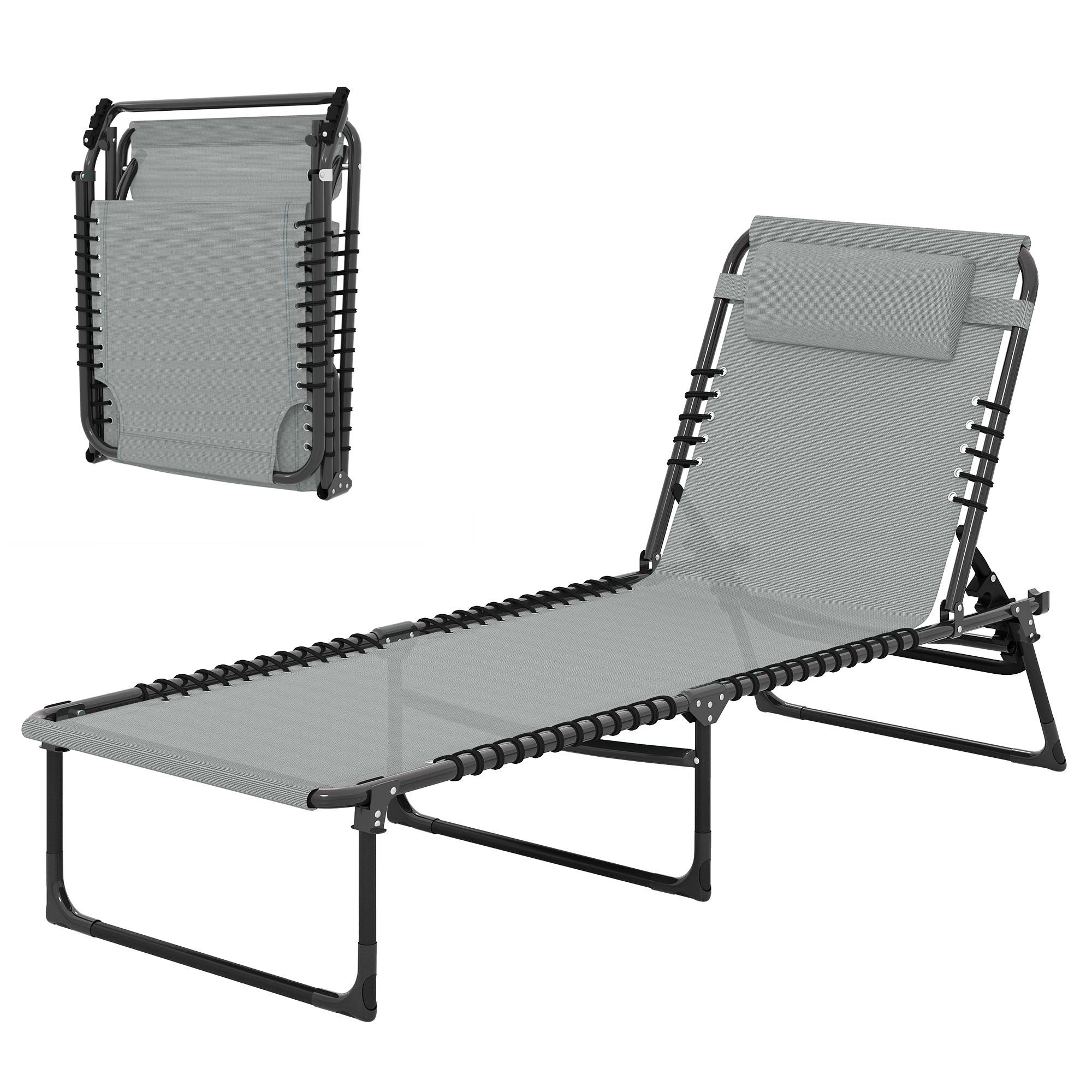 Outsunny - Bain de soleil pliable - Acier - 189x58x30cm - Gris - Outsunny - Image 5