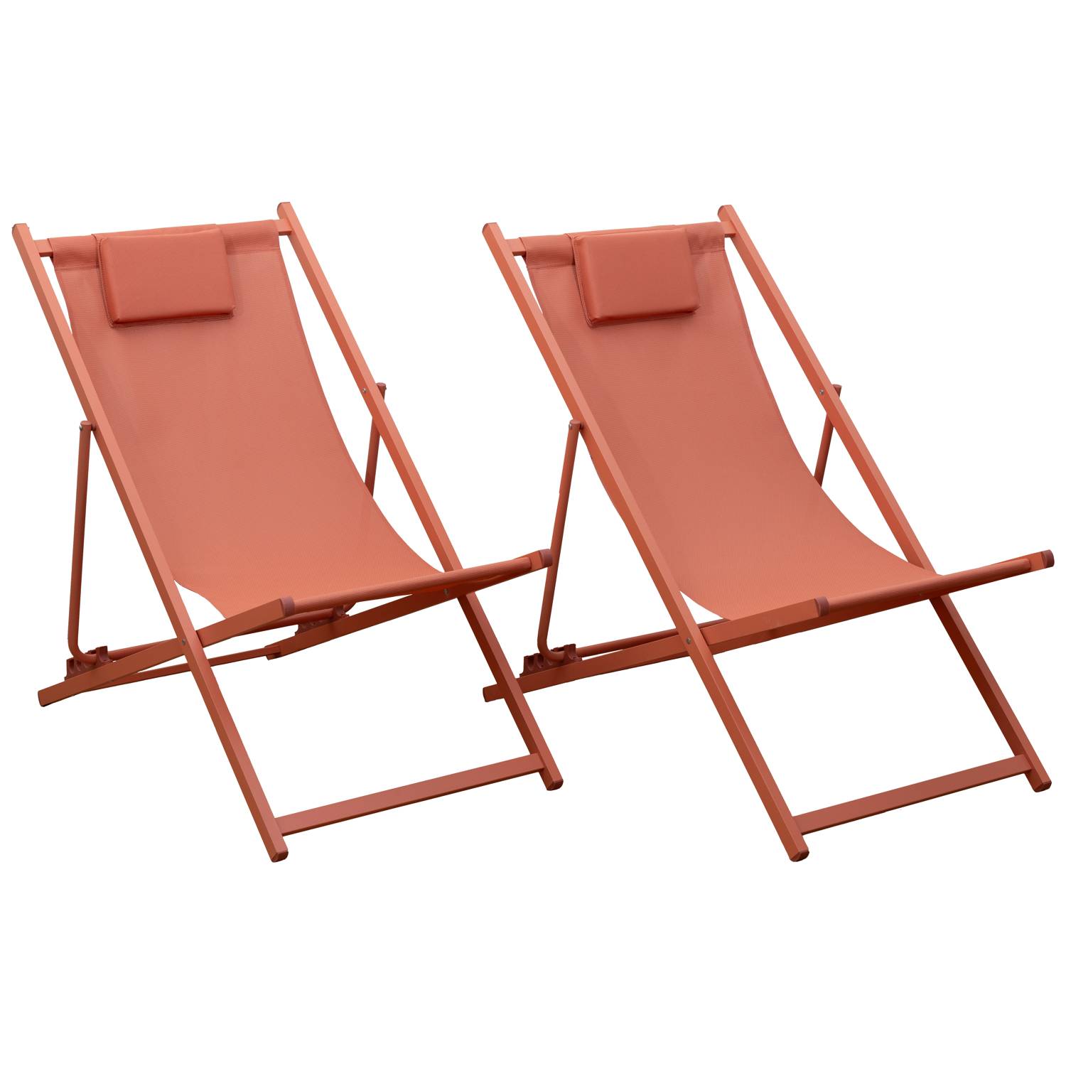 Happy Garden - Lot de 2 chiliennes CYPRUS - textilène terracotta/structure terracotta - HAPPY GARDEN - Image 1