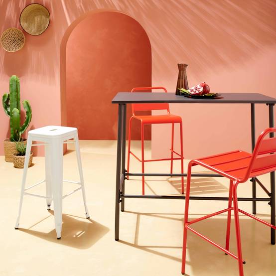 Oviala - Chaise haute de jardin en métal rouge Palavas - Oviala - Image 6