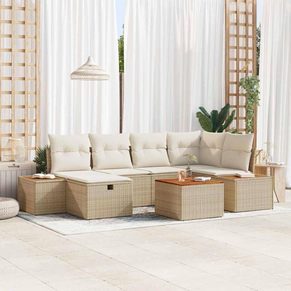 ComfortXL - Salon Extérieur 7 Pièces Polyrotin Beige avec Fonction Rangement et Table de Jardin Carrée – ComfortXL Outdoor Living - Image 1