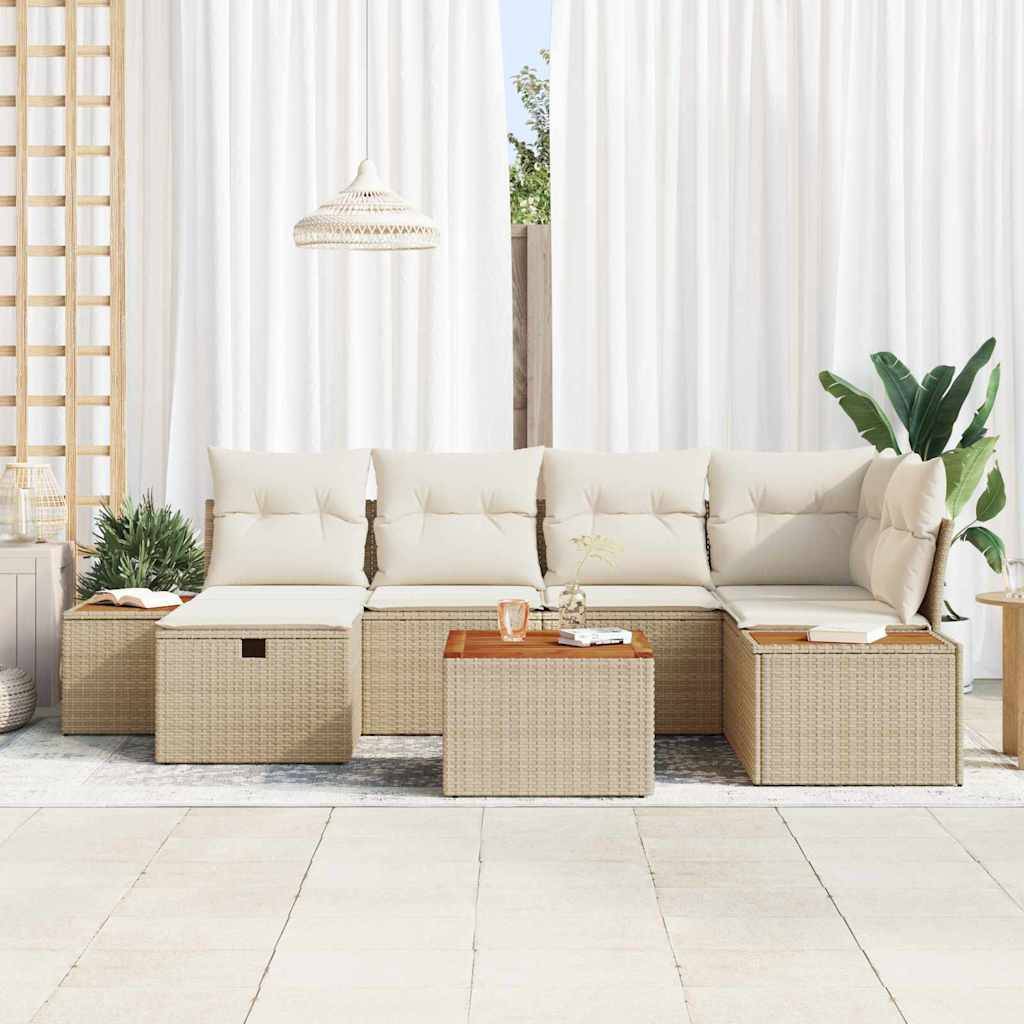 ComfortXL - Salon Extérieur 7 Pièces Polyrotin Beige avec Fonction Rangement et Table de Jardin Carrée – ComfortXL Outdoor Living - Image 3