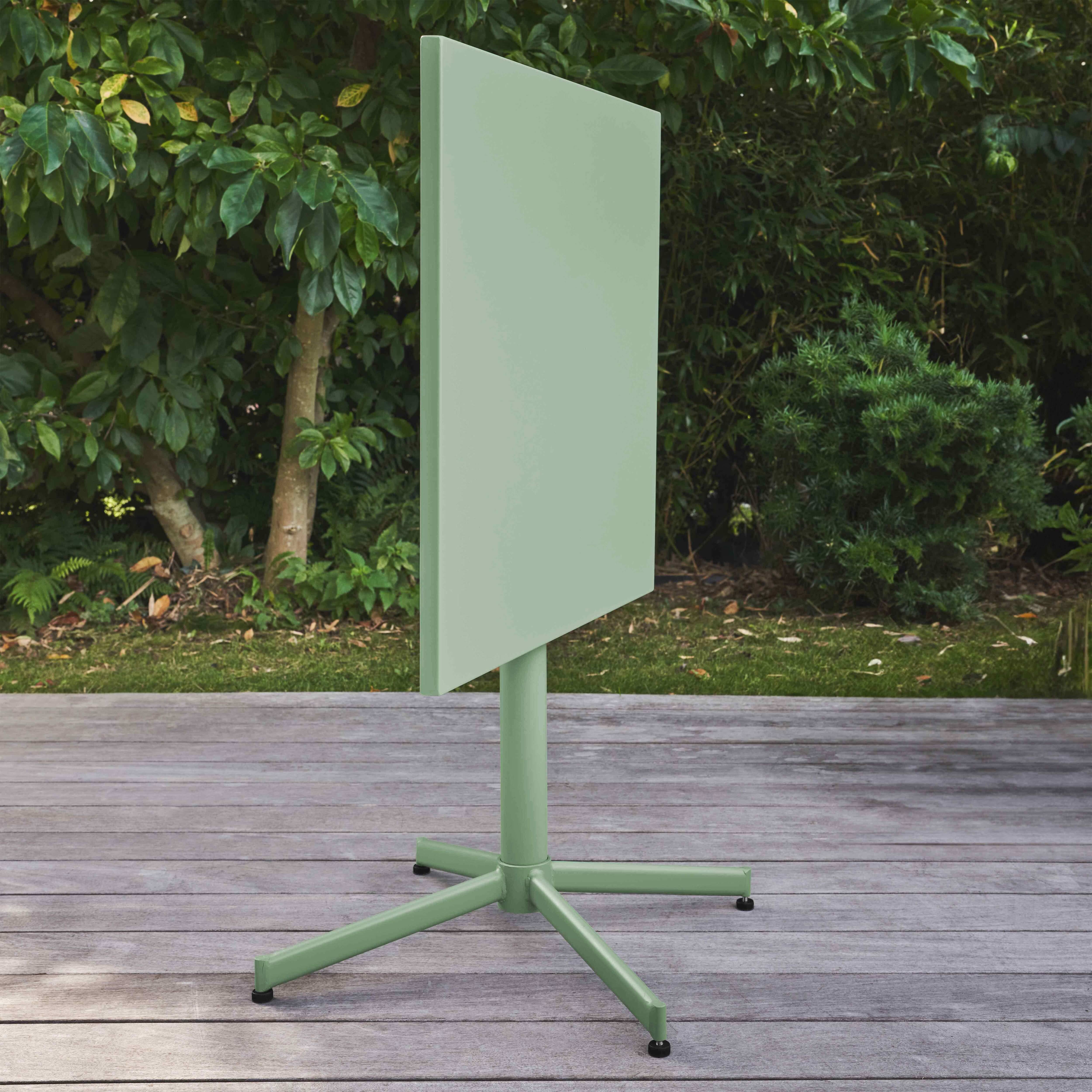 Oviala - Table de jardin carrée bistro inclinable en acier vert sauge 70cm Palavas - Oviala - Image 3