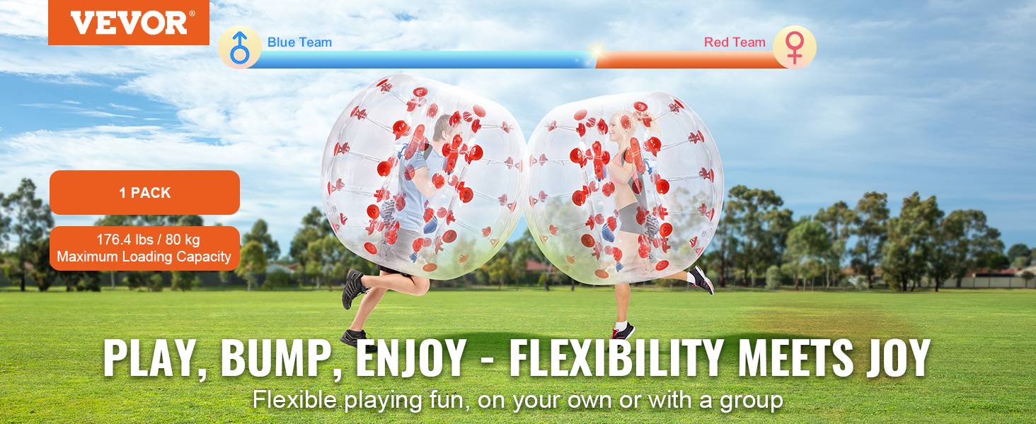 VEVOR Bulle gonflable 1.2m pois rouge PVC 0.8mm, pour jeux en plein air adolescents/adultes. - Image 9