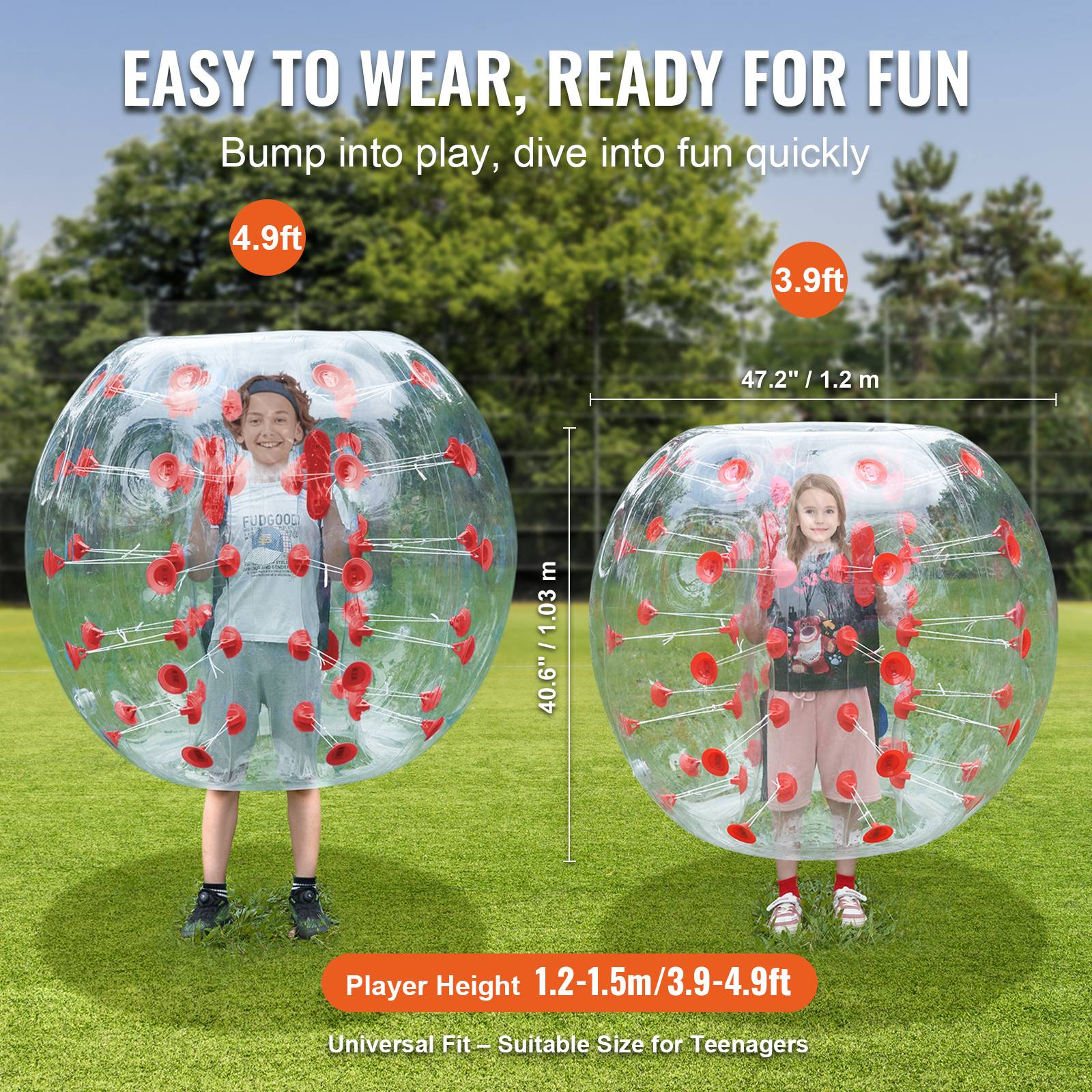 VEVOR Bulle gonflable 1.2m pois rouge PVC 0.8mm, pour jeux en plein air adolescents/adultes. - Image 3