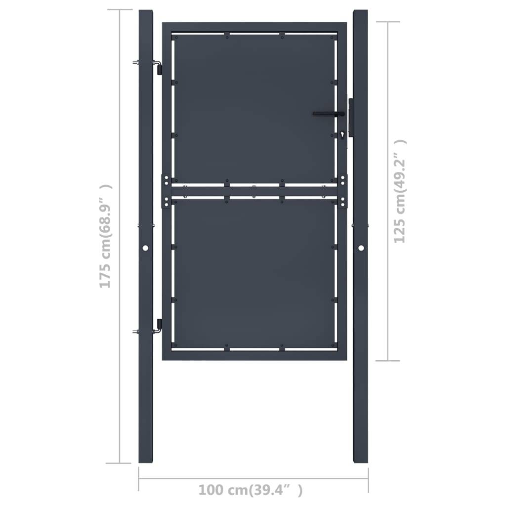 ComfortXL - Portillon de Passage Acier Durable avec Poteaux et Serrure pour Clôture de Jardin Anthracite 100 x 125 cm – ComfortXL Outdoor Living - Image 4
