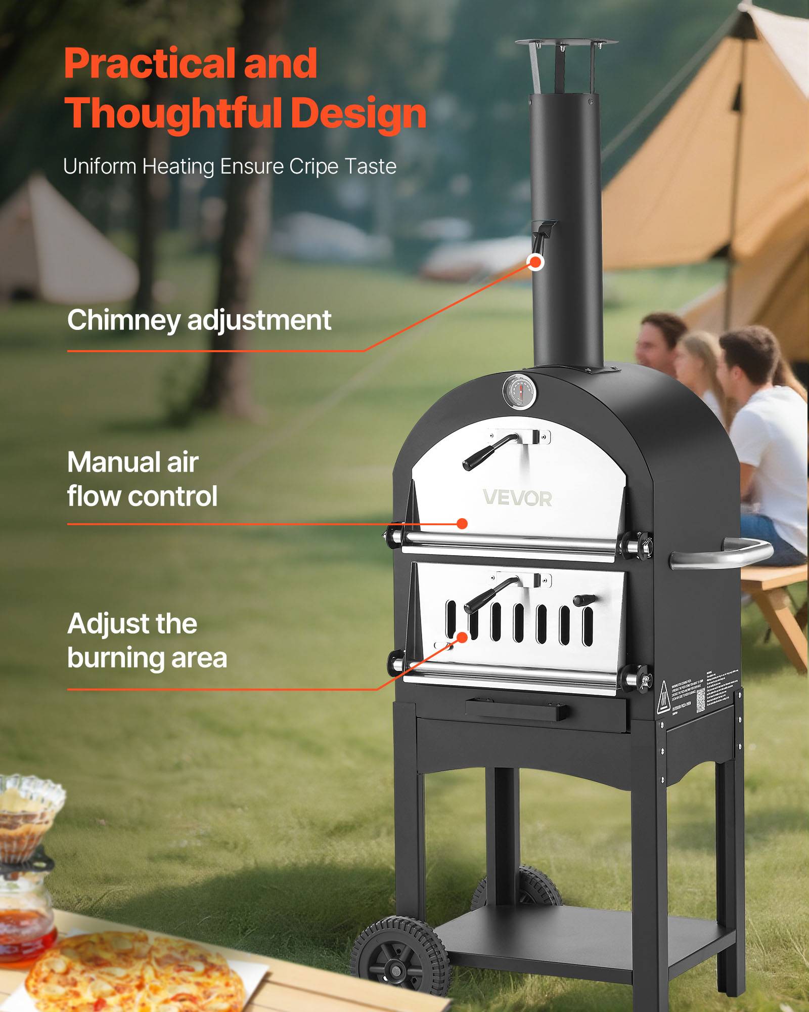 Vevor - VEVOR Four à Pizza d’Extérieur 30,5 cm à Granulés de Bois Camping Barbecue - Image 4