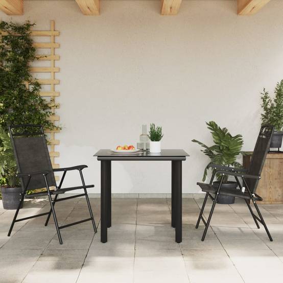 PANGIVO - Chaises de jardin pliables gris mélangé textilène et acier 57,5 x 61 x 100 cm - PANGIVO - Image 3