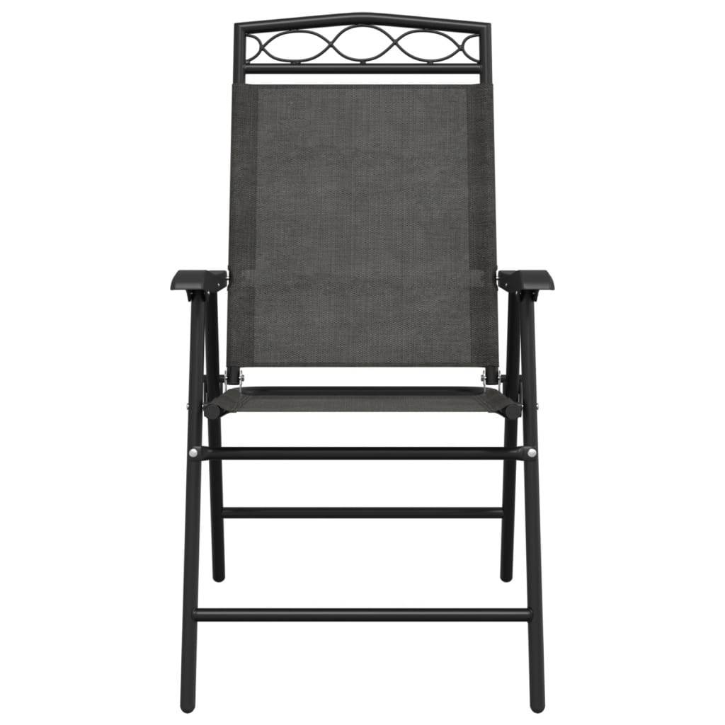 PANGIVO - Chaises de jardin pliables gris mélangé textilène et acier 57,5 x 61 x 100 cm - PANGIVO - Image 5