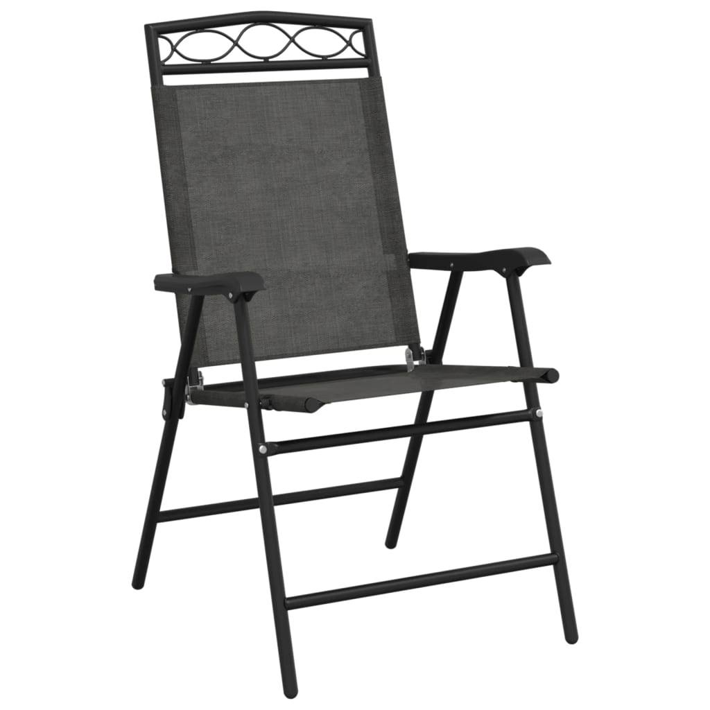 PANGIVO - Chaises de jardin pliables gris mélangé textilène et acier 57,5 x 61 x 100 cm - PANGIVO - Image 4