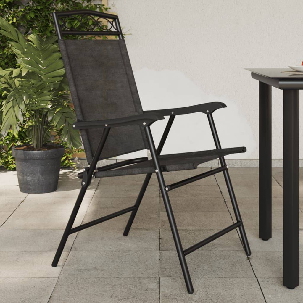 PANGIVO - Chaises de jardin pliables gris mélangé textilène et acier 57,5 x 61 x 100 cm - PANGIVO - Image 1