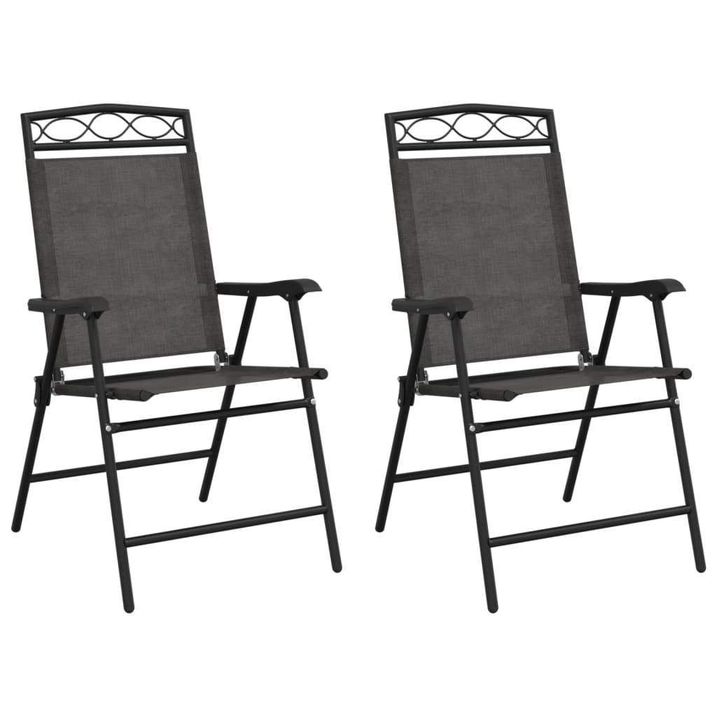 PANGIVO - Chaises de jardin pliables gris mélangé textilène et acier 57,5 x 61 x 100 cm - PANGIVO - Image 2