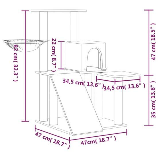 Vidaxl - Arbre à chat avec griffoirs en sisal Crème 82 cm vidaXL 171660 - Image 3