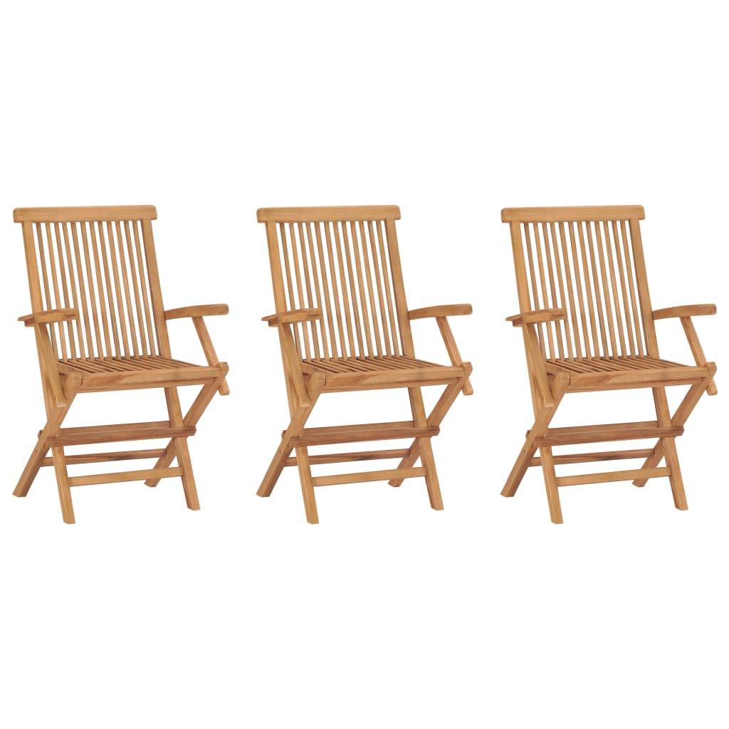 Lot de 3 Chaises de jardin pliables - Chaises d'extérieur - Chaise pliante de jardin Bois de teck massif - Image 2