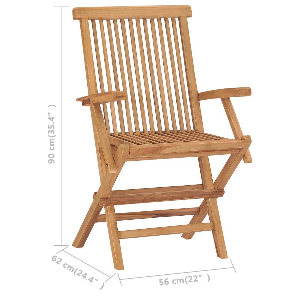 Lot de 3 Chaises de jardin pliables - Chaises d'extérieur - Chaise pliante de jardin Bois de teck massif - Image 9
