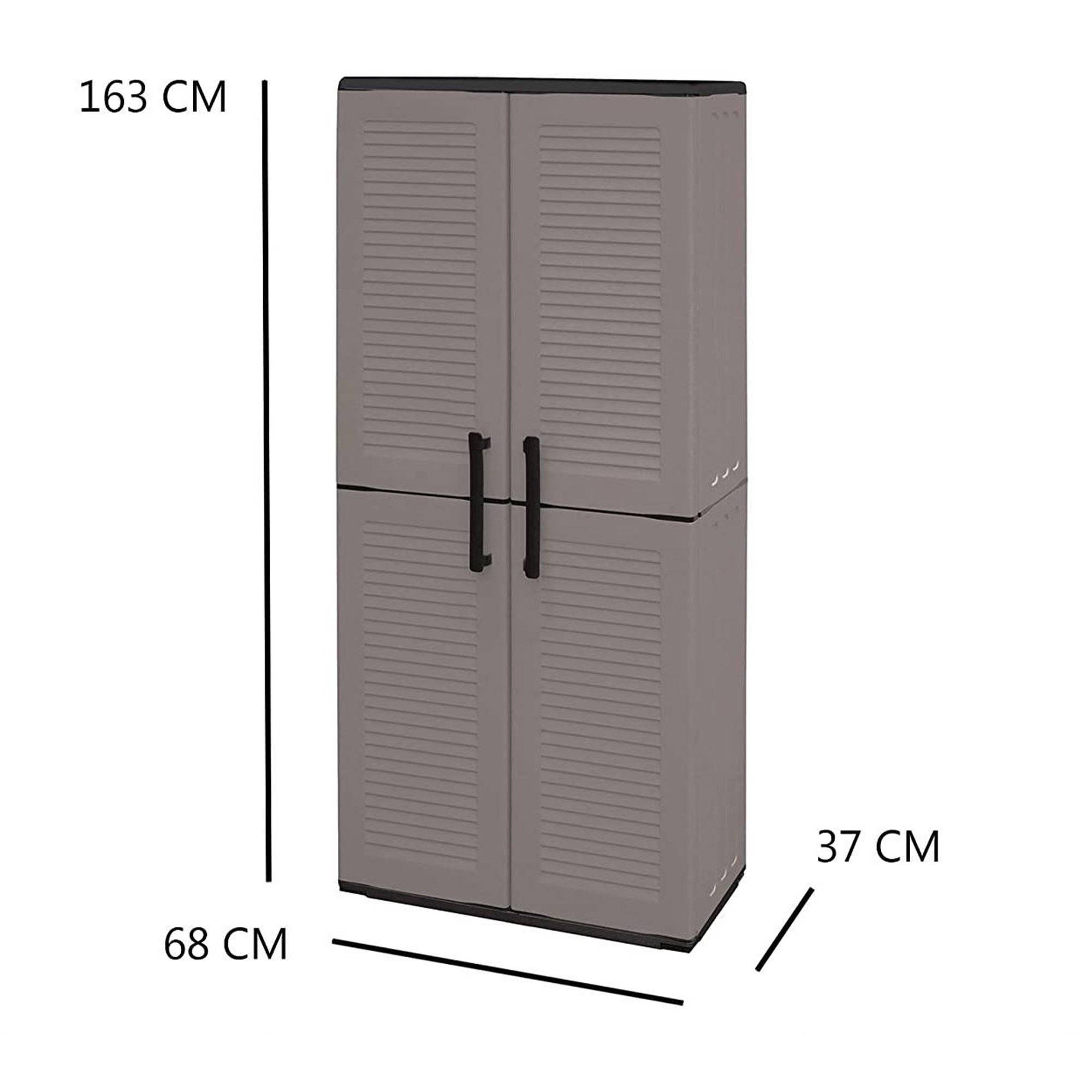Dmora - Armoire d'extérieur Clavier, Meubles de balcon, Armoire polyvalente avec étagères, 100% Made in Italy, 68x37h163 cm, Gris et Noir, Finition rayée - Image 3