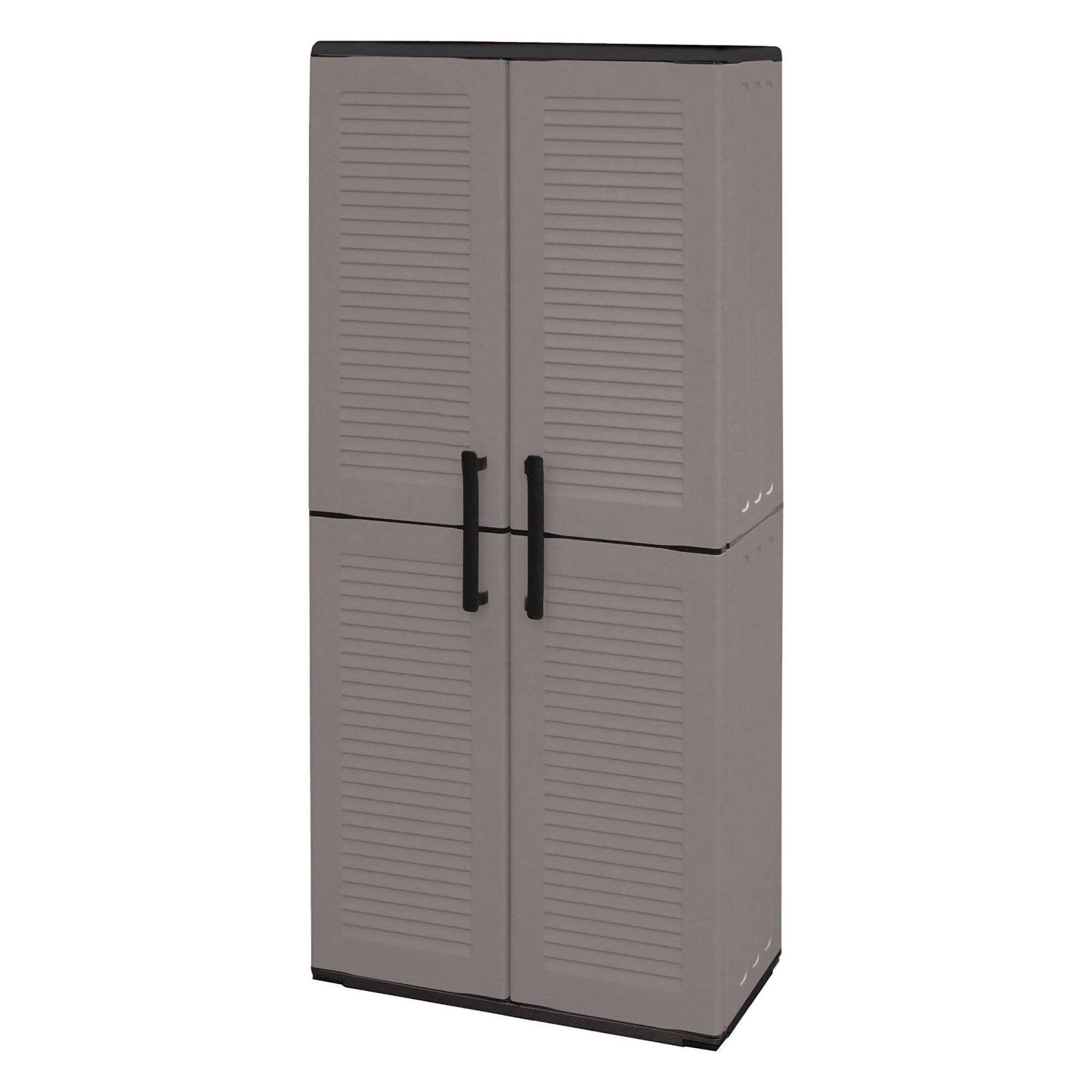 Dmora - Armoire d'extérieur Clavier, Meubles de balcon, Armoire polyvalente avec étagères, 100% Made in Italy, 68x37h163 cm, Gris et Noir, Finition rayée - Image 4