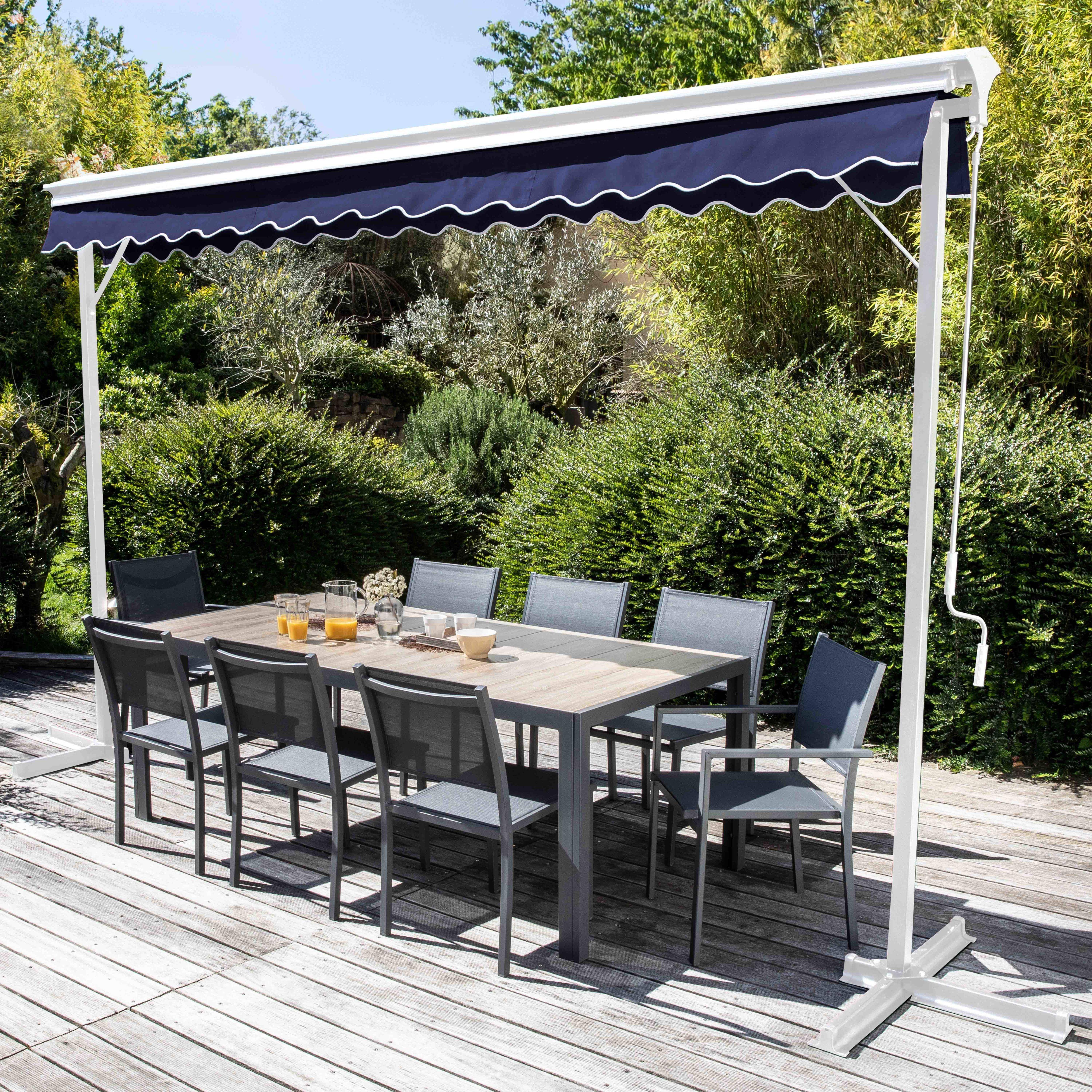 Oviala - Store double pente avec coffre 3 x 4 m en aluminium bleu marine
 Delgada - Oviala - Image 3