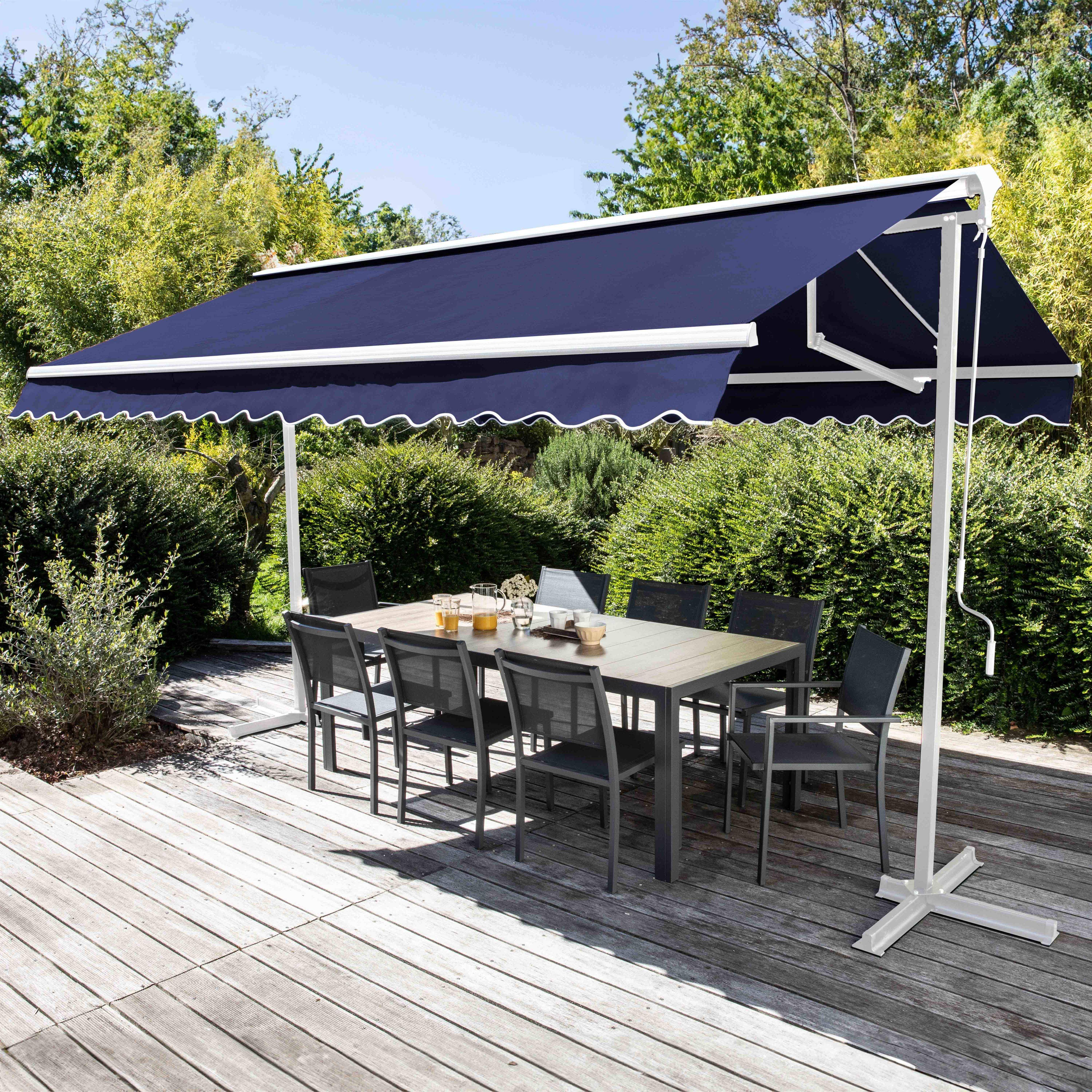 Oviala - Store double pente avec coffre 3 x 4 m en aluminium bleu marine
Delgada - Oviala - Image 2