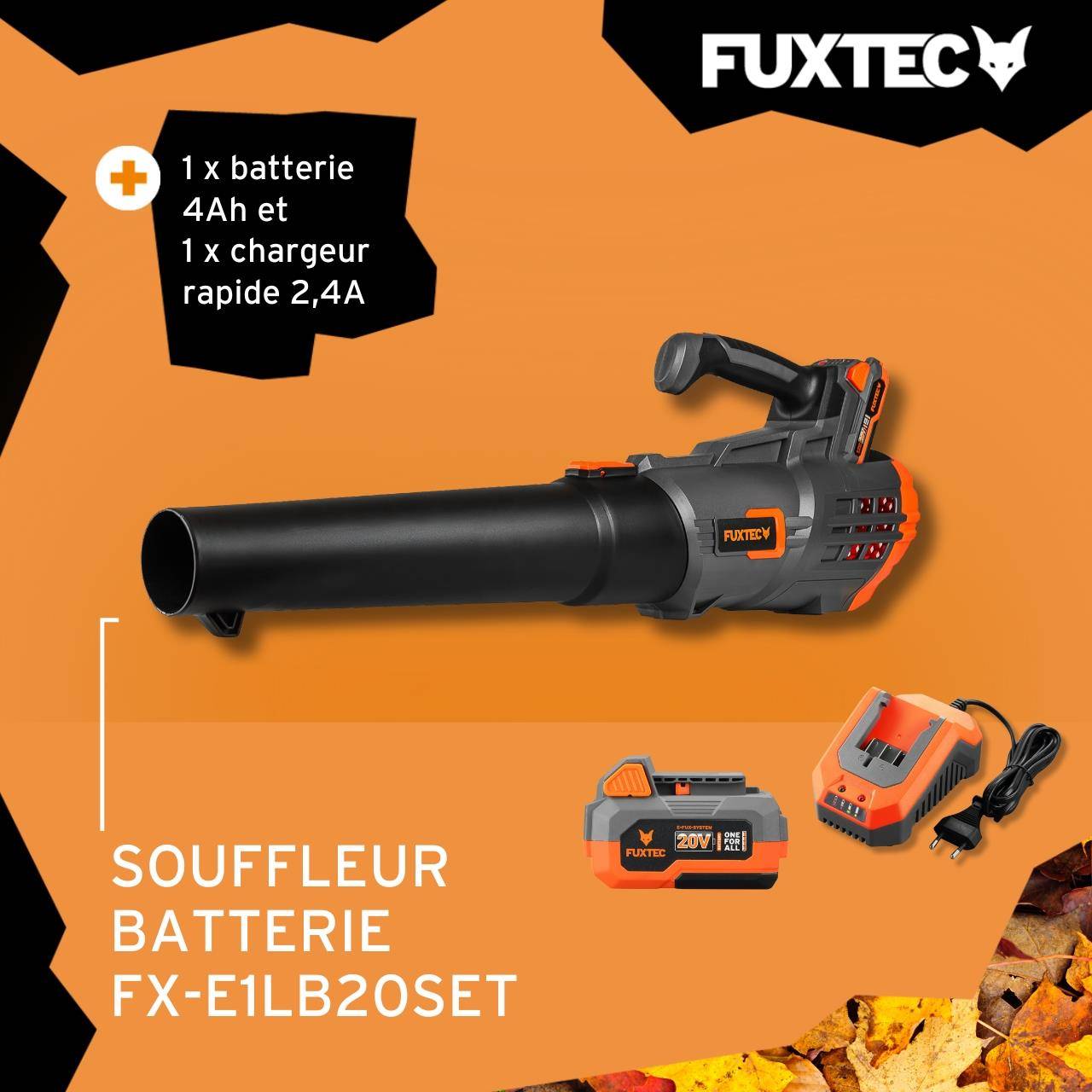FUXTEC - Souffleur à batterie - FUXTEC FX-E1LB20 - 20V 38m/s - Set 1 batterie 4Ah et chargeur 2,4A - Image 2