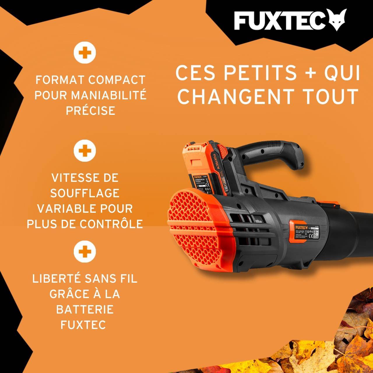FUXTEC - Souffleur à batterie - FUXTEC FX-E1LB20 - 20V 38m/s - Set 1 batterie 4Ah et chargeur 2,4A - Image 4