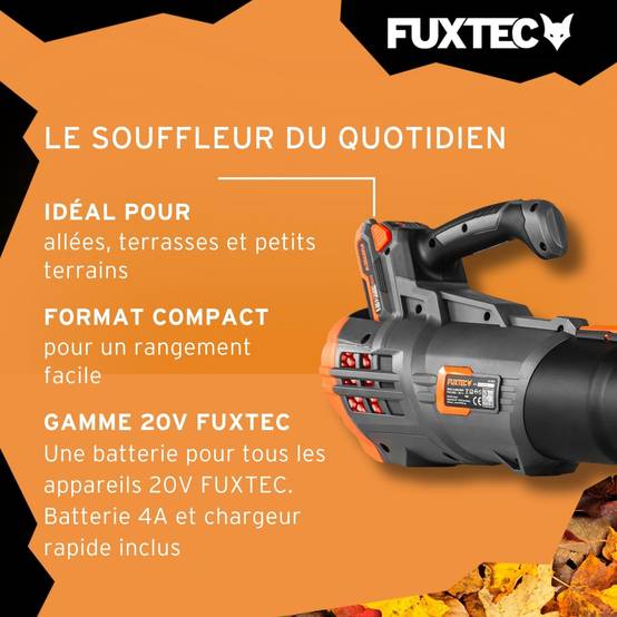 FUXTEC - Souffleur à batterie - FUXTEC FX-E1LB20 - 20V 38m/s - Set 1 batterie 4Ah et chargeur 2,4A - Image 5