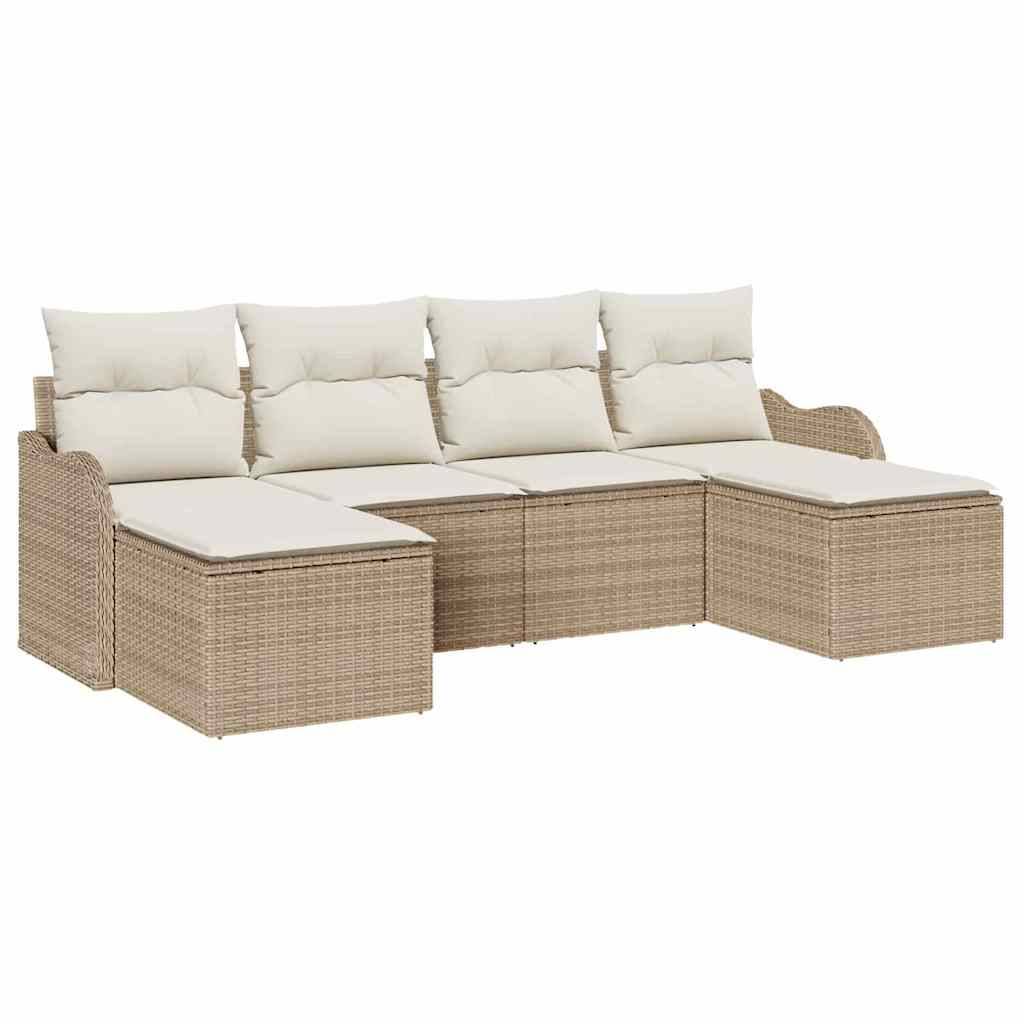 ComfortXL - Ensemble canapé extérieur 6 pcs modulable en Poly rotin pour Jardin Beige et Blanc – ComfortXL Outdoor Living - Image 2