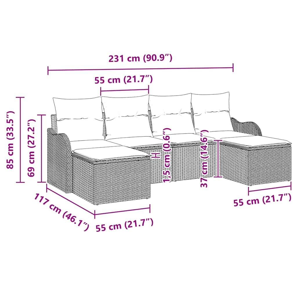 ComfortXL - Ensemble canapé extérieur 6 pcs modulable en Poly rotin pour Jardin Beige et Blanc – ComfortXL Outdoor Living - Image 4