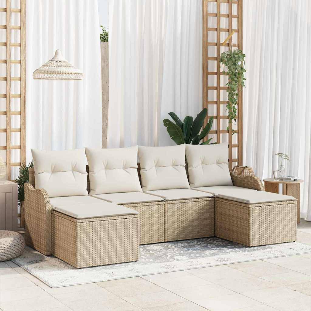 ComfortXL - Ensemble canapé extérieur 6 pcs modulable en Poly rotin pour Jardin Beige et Blanc – ComfortXL Outdoor Living - Image 1