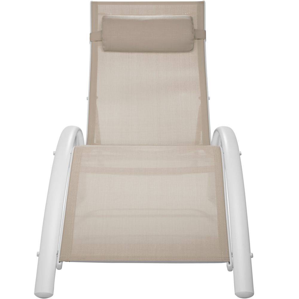 Helloshop26 - Lot de 2 transats bain de soleil avec coussin de tête beige - Image 5