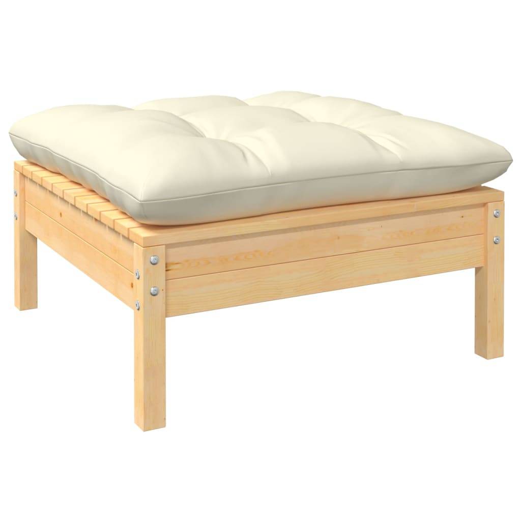 Prolenta Premium - Salon complet 9 places bois de pin et tissu (100 % polyester) crème  63,5 x 63,5 x 62,5 cm  - Prolen - Image 5