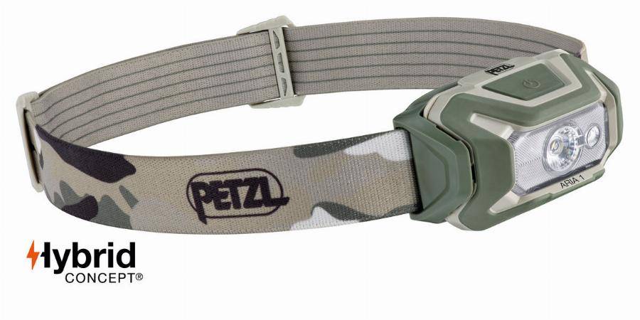 Lampe frontale compacte PETZL Aria 1 Etanche - 350 lumens - Camo - Piles ou batterie - E069BA01 - Image 1