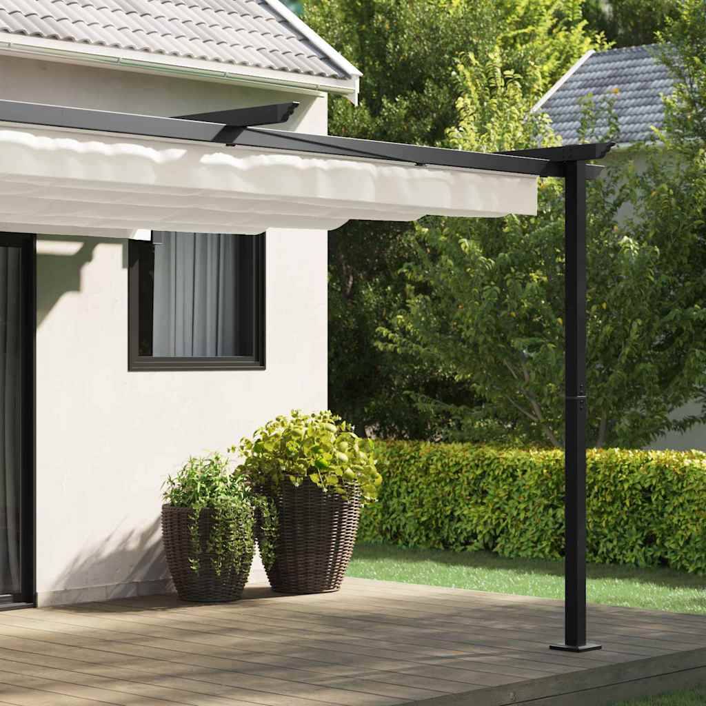 Pergola Murale Adossée Acier Toit Rétractable 4x3 m Crème pour Terrasse - ComfortXL Outdoor Living - Image 3