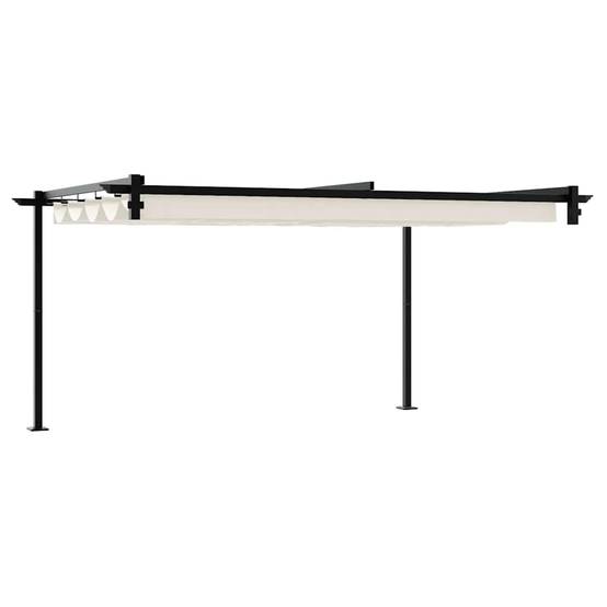 Pergola Murale Adossée Acier Toit Rétractable 4x3 m Crème pour Terrasse - ComfortXL Outdoor Living - Image 6