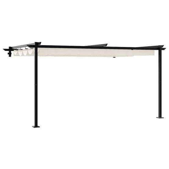 Pergola Murale Adossée Acier Toit Rétractable 4x3 m Crème pour Terrasse - ComfortXL Outdoor Living - Image 2
