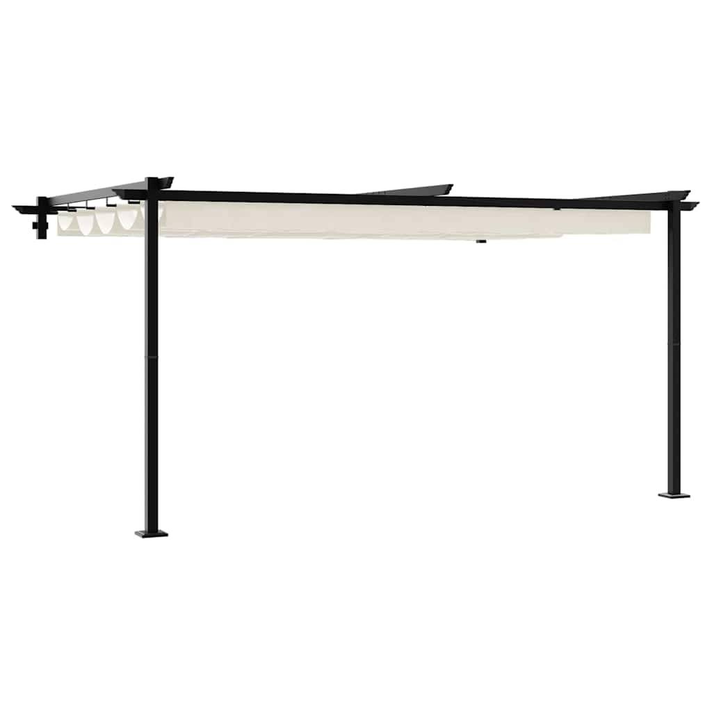 Pergola Murale Adossée Acier Toit Rétractable 4x3 m Crème pour Terrasse - ComfortXL Outdoor Living - Image 2