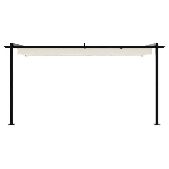 Pergola Murale Adossée Acier Toit Rétractable 4x3 m Crème pour Terrasse - ComfortXL Outdoor Living - Image 4