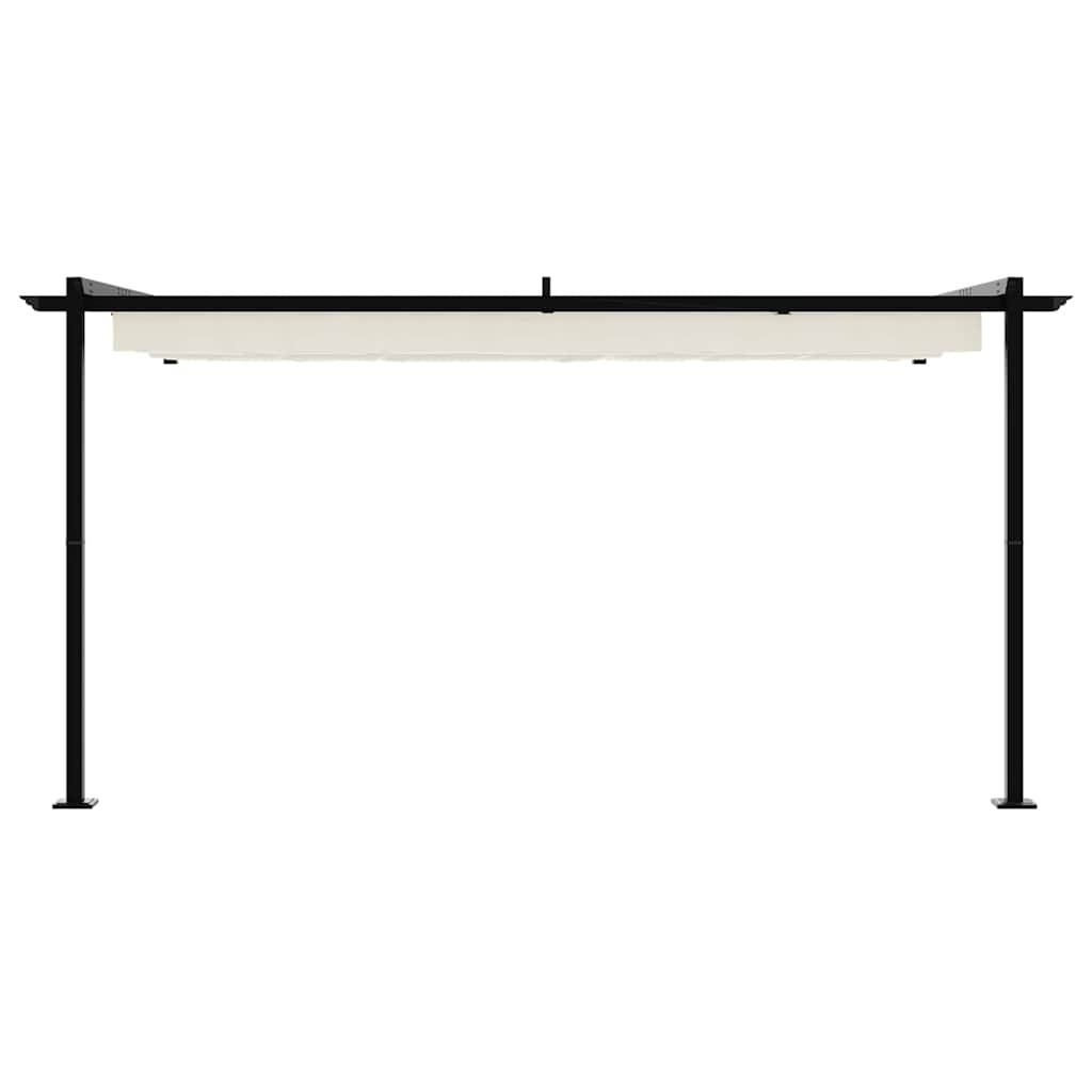 Pergola Murale Adossée Acier Toit Rétractable 4x3 m Crème pour Terrasse - ComfortXL Outdoor Living - Image 4