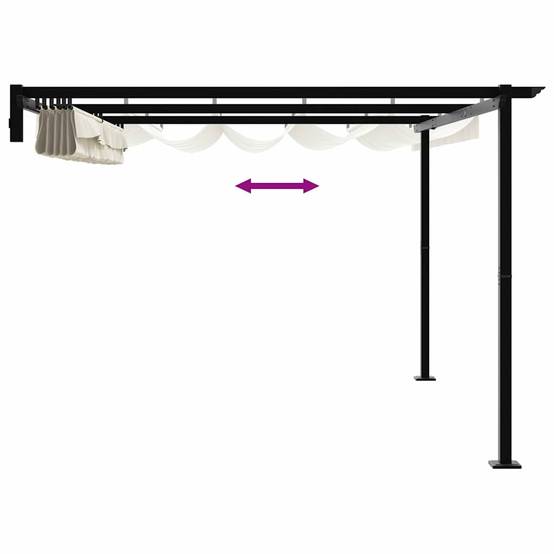 Pergola Murale Adossée Acier Toit Rétractable 4x3 m Crème pour Terrasse - ComfortXL Outdoor Living - Image 9