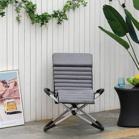 Fauteuil à bascule métal gris foncé 145 x 74 x 86 cm - PANGIVO - Image 9